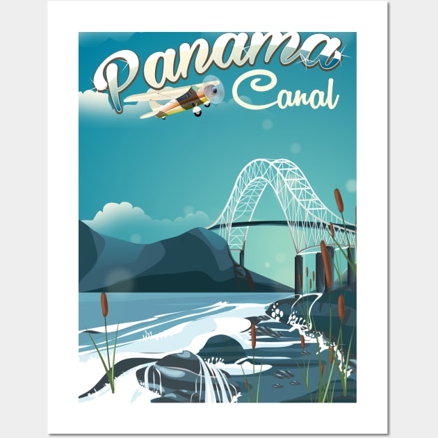 Panama Canal travel poster Wall Art by nickemporium1